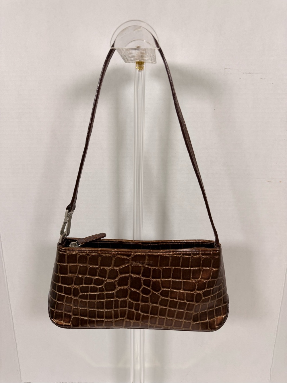 Kenneth Cole Reaction Brown Croc-Embossed Shoulder Bag